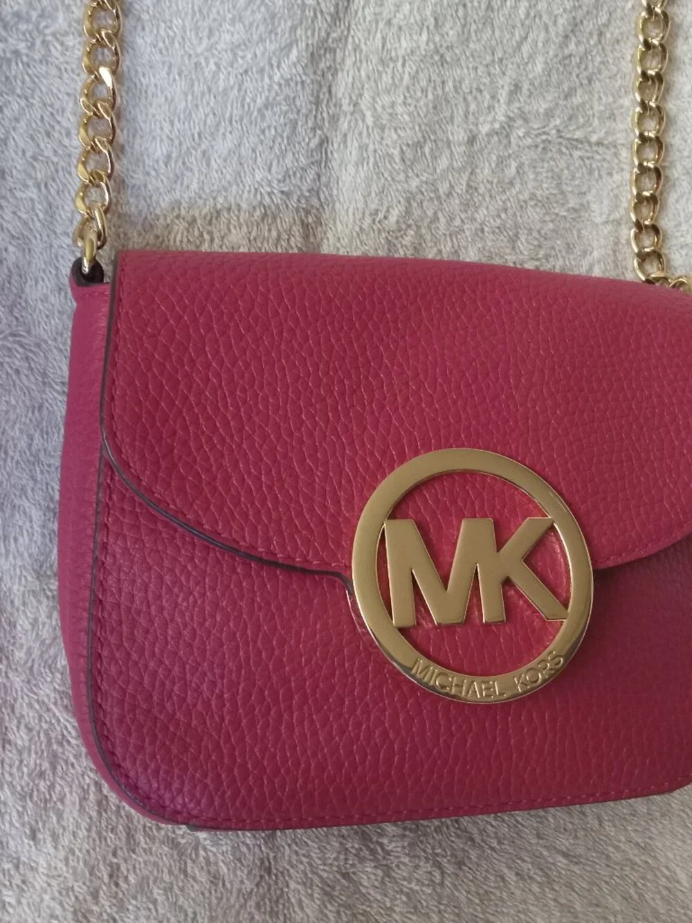 Michael Kors Fulton Flap Shoulder Bag Small Crossbody Rose Leather